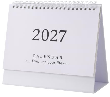 Kleiner Tischkalender 2024–2025, 19 x 16 cm, stehender Flip-Kalender 2025, 15 Monate, Oktober 2024 bis Dezember 2025, Tischkalender für Schule, Büro, Zuhause (weiß)