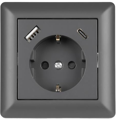 BLicht Schutzkontakt-Steckdose 2 x Anschluss USB Typ A+C Anthrazit 3,5A mit Rahmen