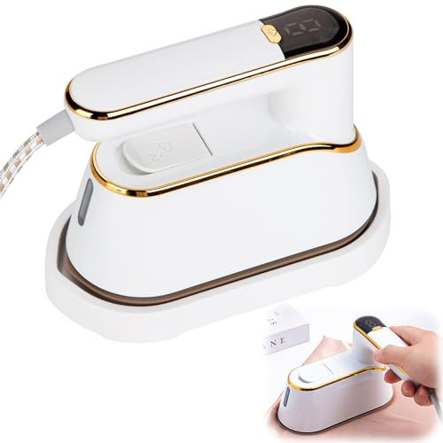 Reisebügeleisen 2-in-1 mit LCD-Display, 4 Modi, 1200W Dampfbügeleisen, faltbar, kompakt und leistungsstark – Mini Dampfbügeleisen für Reisen und Zuhause, ideal für unterwegs und College (Weiß)