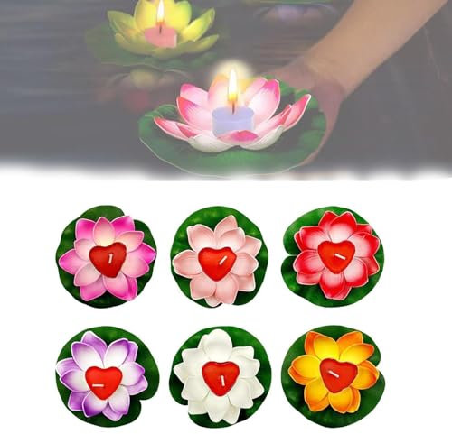 Luces flotantes para piscina, faroles flotantes LED realistas, lámpara flotante a batería, vela de flores, almohadilla de piscina operada por lirios