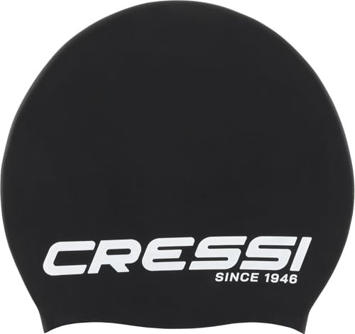 CRESSI Loira Long Hair Swim cap, Cuffia da Nuoto in Silicone Unisex Adulto, Nero/Bianco, XL