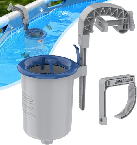 POOLAZA Oberflächenskimmer für oberirdische Pools, Wandhalterung für Poolpflegezubehör für aufblasbare Pools, Rohr- und Metallrahmenpools, schwimmender Skimmerkorb - Entfernt effizient Ablagerungen