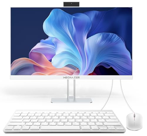 MECHAZER Z1 PC Ordinateur de Bureau Tout-en-Un 23,8 Pouces Intel N100 up to 3.40 GHz Windows 11 Pro, 8 Go DDR3, 512 Go M.2 SSD, 2,4 G / 5,0 G WiFi Bluetooth (Clavier et Souris QWERTY gratuits)