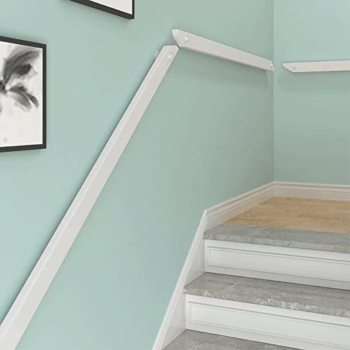 Kit de pasamanos de madera maciza antideslizante para escaleras de loft interiores, 3M, color blanco, barandilla de madera montada en la pared con sistema completo de barandilla (100 cm)