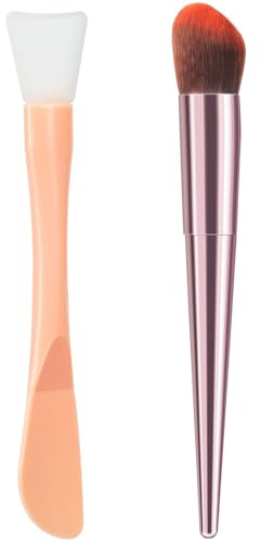 Pennello per fondotinta, fondotinta liquido e correttore, pennello per trucco per donne e uomini (rosa), pennello per maschera in silicone a doppio uso, raschietto per maschera, pennello per