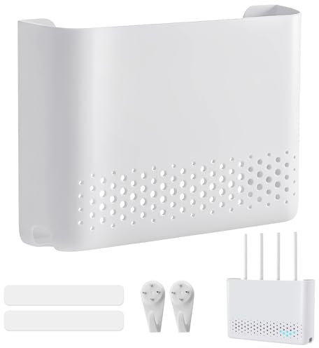 Jortmrd Router Rack Caja Router Pared Caja De Almacenamiento para Enrutador WiFi Caja Router Pared (25,6 × 17 × 5 cm)