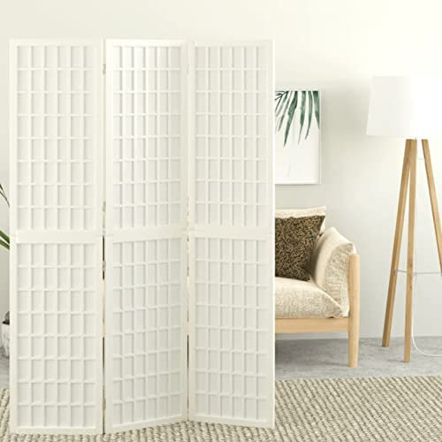 3-TLG. Paravent Japanischer Stil Faltbar, Snsowed Spanische Wand Raumteiler, Raumtrenner, Trennwand, Mobile Umkleidekabine, Zimmertrenner, Faltwand, Abtrennung Schlafzimmer, 120x170 cm Weiß