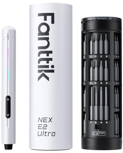 Fanttik E2 Ultra Präzision-Schraubendreher,Elektro Schraubendreher set Weiß | 50 in 1 Magnetische, 0.6N.m, 5/32 Zoll Sechskant, Magnet Aufbewahrung-Reparatursatz für PC, Handy, 3D-Drucker, RC, Drohnen