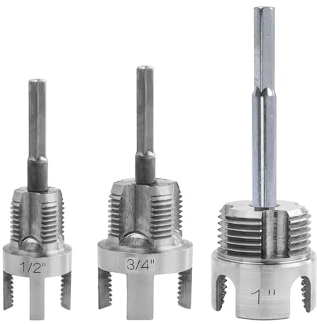 Bestgle 3Pcs PVC Pipe Threader Kit – 1/2, 3/4, 1 NPT Sizes Dual-Function Internal & External Pipe Threading Cutting Tool for PVC, PPR, Plastic Pipes, Electric Drill Compatible