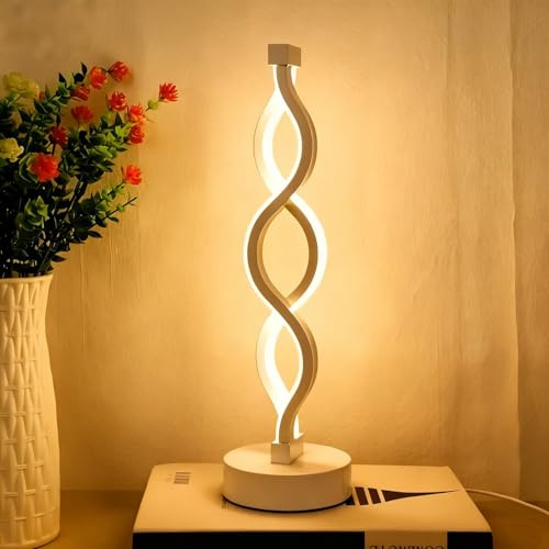 Moderne geführte Tischlampe Einzigartige Nachttisch dimmbare Spirale Schreibtischlampen mit 3 Farbstufen für Schlafzimmer & Wohnzimmer Büro Buchladen Kunst Wanddekoration