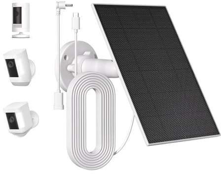 Pannello solare per fotocamera Ring - Compatibile con Spotlight Cam Plus/Pro&Stick Up Cam/Pro 2a/3a generazione, batteria integrata da 5200 mAh, caricabatterie resistente alle intemperie da 4 W con