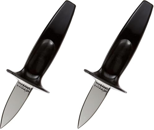 ARCOS Couteau à Huîtres en Acier Inoxydable 60mm - Manche Ergonomique Polypropylène Noir - Précision et Sécurité pour Cuisine Professionnelle - Design Élégant et Léger (Lot de 2)