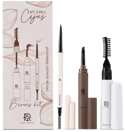 Kit de Cejas Completo 3 en 1 FGR | Gel Fijador, Tinte y Lápiz para Definir y Rellenar Cejas Naturales y de Larga Duracion | Resistente al Agua | Mocha Brown