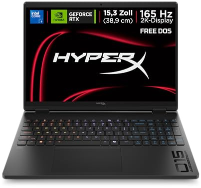 HP HyperX Omen 15 Laptop, Intel Core 5 210H, RTX 5050, 16GB RAM, 512GB SSD | FreeDOS Gaming Laptop mit 15,3 165Hz 2K-Display, OMEN AI, Tempest Cooling, Wi-Fi 6, QWERTZ, Shadow Black