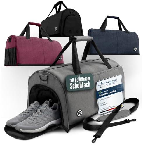 bemaxx Sporttasche Trainingstasche Herren & Damen mit Schuhfach & Nassfach | Reisetasche Fitnesstasche Schwimmtasche Umhängetasche Handgepäck Weekender Bag, Steel Grey - Standard, 30 L