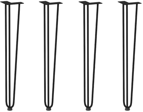 ULUYYUC 4×72 cm Tischbeine Schwarz Stahl, Haarnadel, höhenverstellbare Füße, Couch-/Esstisch, Schreibtisch