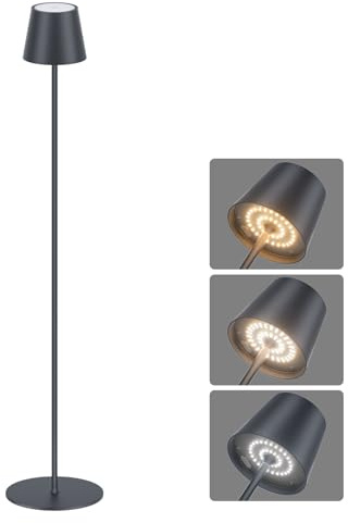Coinmit 4W LED Kabellose Akku Dimmbare Outdoor Stehlampe Anthrazit | 3000K-6000K, Aufladbare Stehlampe, Touch Control, für Innen & Außen, Wohnzimmer, Schlafzimmer, Büro, Balkon Zusatzbeleuchtung