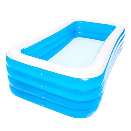 Piscina gonfiabile gigante rettangolare da giardino, 3,18 x 1,8 x 0,75 m, resistente, facile da gonfiare per tutte le età