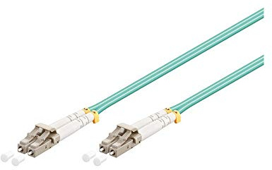 Goobay 95757 Glasfaser Kabel Multimode OM3 Aqua Duplex / LC UPC Stecker auf LC UPC Stecker / Lichtwellenleiter LWL Kabel halogenfrei / Türkis / Glasfaserkabel 20m