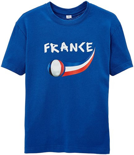 Supportershop Garçon France Coup du Monde T Shirt supporter, Bleu Royale, 8-9 ans EU