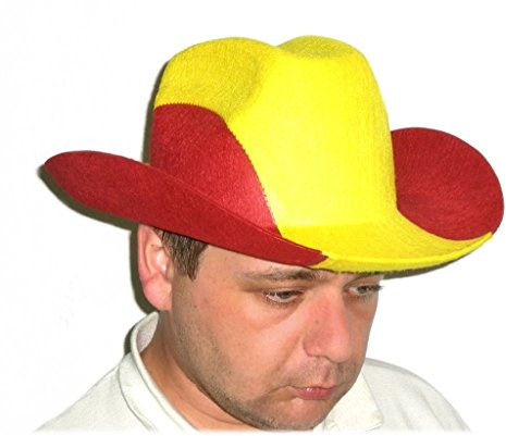 Sportfanshop24 Cowboyhut/Cowboy Hut/Kopfbedeckung Spanien - rot gelb rot