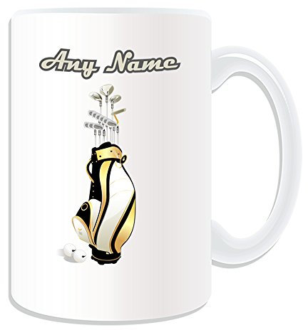 Personalised Gift - Large Golf Mug (Sport Design Theme, White) - Any Name/Message on Your Unique Mug - Club R&A USGA