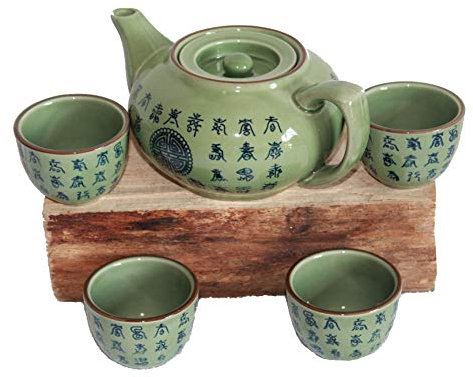 AAF Nommel ® Teeset Celadon grün, Motiv „Glück“, Keramik Nr. 309