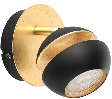 EGLO LED Wandlampe Nocito, Wandleuchte, Wandstrahler aus Metall | Wohnzimmerlampe in Schwarz, Gold, Flurlampe, Spot inkl. GU10 Leuchtmittel, warmweiß