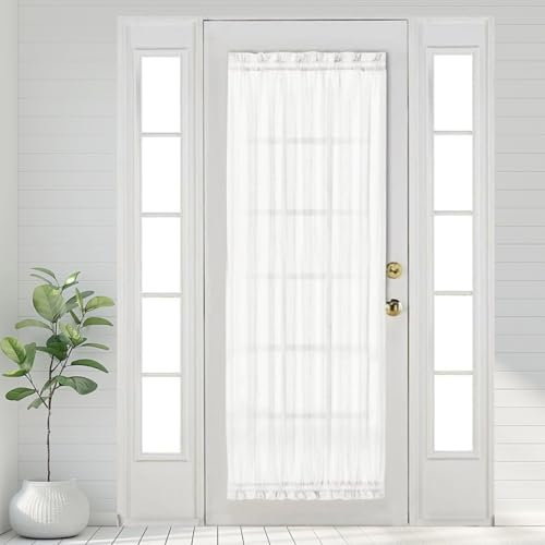 Aquazolax Vorhang für französische Türen, elegant, einfarbig, Voile, Stangentasche, transparent, transparent, für Terrassentür, 63,5 x 182,9 cm, 1 Vorhang