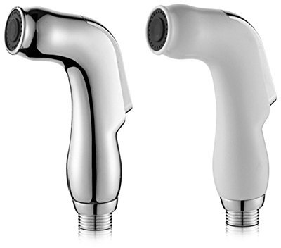 2 pcs de salle de bain wc Handheld Plastique Nettoyage de robinets de bidet Pomme de douche Blanc et chrome