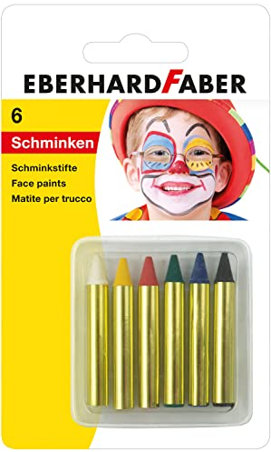 Eberhard Faber 579106 - Schminkstifte-Set mit 6 Farben, wasserlöslich, schnell trocknend, zum Bemalen von Gesichtern