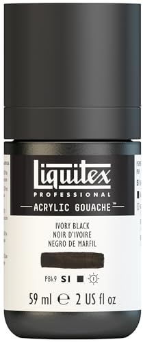 Liquitex 2059244 Professional Acryl Gouache - Elfenbeinschwarz , 59ml Flasche, matt - Acrylfarbe mit Gouache Eigenschaften, Hochdeckend, Wasserfest & Lichtecht