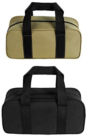 Borsa porta attrezzi 2 pezzi organizer ampia apertura bocca portaoggetti (A, nero+giallo)