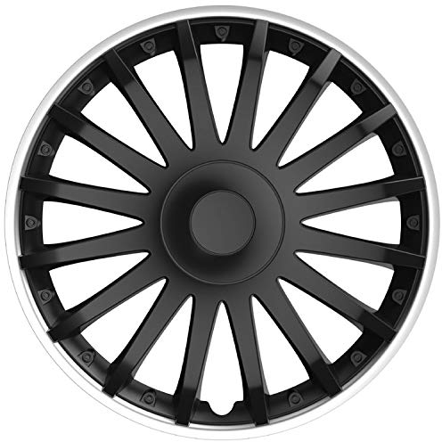 cartrend Radzierblenden-Set Topeka in sportlicher Alufelgen-Optik schwarz/silber, 4-teilig, 40,64 cm (16 Zoll), 4-teilig, 4er Set