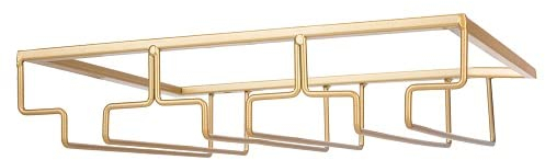 FOMANSH Weinglashalter unter dem Schrank, Gläserhalterung für Weingläser Stielgläser, hängender Weinglasregal aus Metall, Gläser-Aufbewahrung für Küche, Bar und Restaurant, Gold