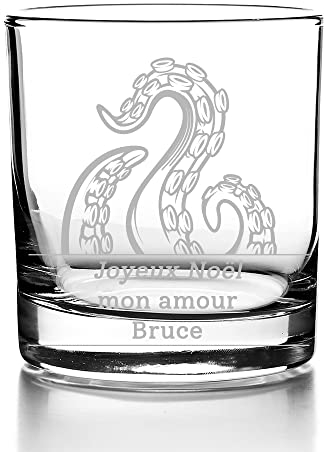 CADEAUX.COM - Verre Personnalisable - Verre à Whisky Tumbler 30cl - KRAKEN - Idée Cadeau Personnalisé