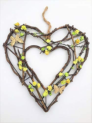 Türhänger Herz mit Blüten und Schmetterlingen, 35 cm, Türkranz