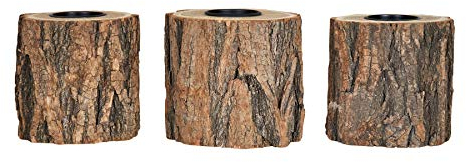 levandeo 3er Set Teelichthalter Holz H10cm Kerzenhalter Kerzenständer Baum Natur Baumstamm Unikat Deko Wohnidee