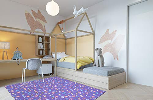 rugsx Teppich Numbers Kinderteppich für Babyzimmer, Spielteppiche, Kinderzimmer, lila, 300x500 cm