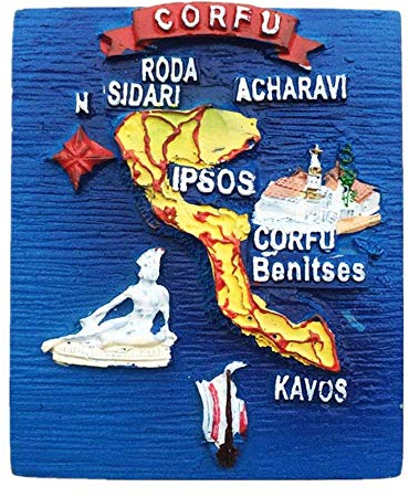 3D-Kühlschrankmagnet, Korfu, Griechenland, Reise-Souvenir, Geschenk, Heim, Küche, Kühlschrank, Dekoration, magnetische Aufkleber-Kollektion