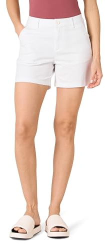 Amazon Essentials Damen Khakifarbene Slim-Fit-Shorts mit mittlerer Leibhöhe, 13cm Beininnenlänge (Erhältlich in Straight Fit und Curvy Fit), Weiß, 38-40