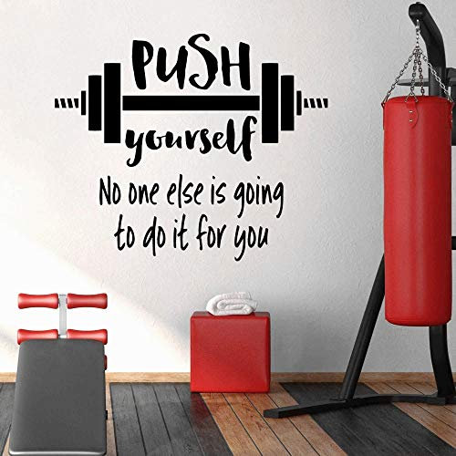 NSRJDSYT Mode Zitate Wandaufkleber Schieben Sie Sich Gym Aufkleber für Übung Sport Workout Vinyl Wandtattoos Wandbild Fitness Wallpaper 43x51cm