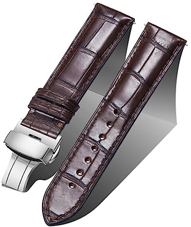 BINLUN Leder Uhrenarmband Echtes Krokodilleder Uhrenarmbänder Alligator Lederarmband für Herren Damen Schnellverschluss Faltschließe 3 Farben Handgemacht Klassische Mode 18mm 19mm 20mm 21mm 22mm 24mm