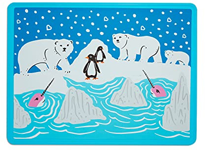 Munchkin WildLove Reversible Silicone Placemat for Kids, 1pk, Polar Bear