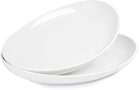 Sweese 717.101 2 x 36,7 cm weißes Porzellan oval Serviertablett für Fischgerichte Steak Restaurant Dessertladen
