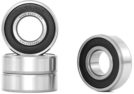 XiKe 4 Stk. 6202-2RS Kugellager, 15mm x 35mm x 11mm, Rillenkugellager mit Dichtungen, geeignet für DIY, Drehbank, 3D-Drucker, Motoren, Generatoren und Gartengeräte usw.
