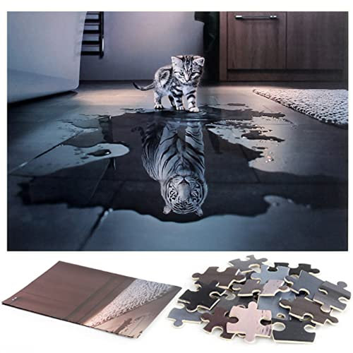 1000-teiliges Puzzle Katze Tiger für Erwachsene und Kinder Gehirnherausforderung Puzzle Lernspiele Druckentlastungsspielzeug