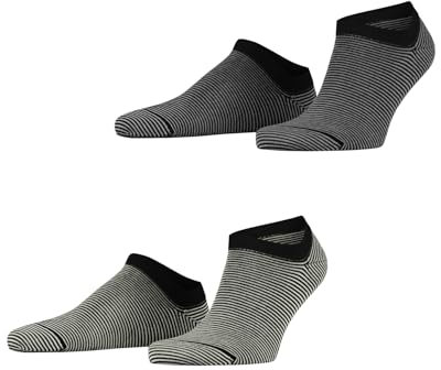 ESPRIT Herren Sneakersocken Fine Stripe Multipack M Sn Baumwolle kurz gemustert 2 Paar, Schwarz Black Mix 0050, 39-42