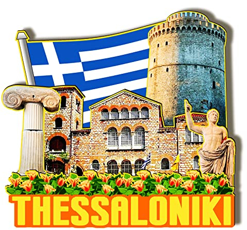 Thessaloniki Holzmagnet Griechenland, 3D-Kühlschrankmagnete, Reise-Sammlerstück, Souvenirs, Dekorationen, Handarbeit, 3