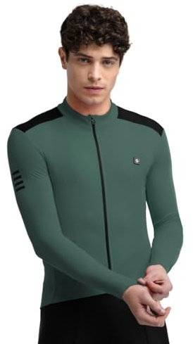 SIROKO - Langärmeliges Thermo-Radtrikot SRX M4 Volta - L - Armeegrün/Schwarz